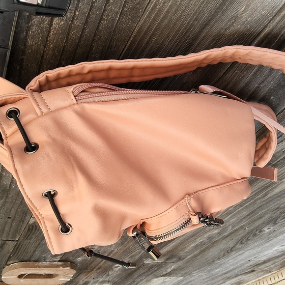 RACHEL Rachel Roy Peach Backpack with Buckke & Chain And Pockets Galore! - Picture 16 of 16